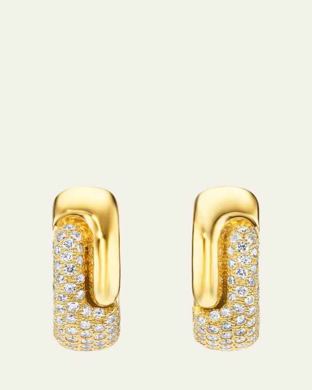 18K Yellow Gold Holos Round Hoop Earrings with Diamonds